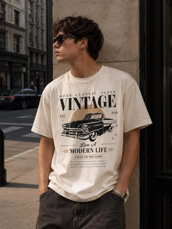 Áo Thun Vintage Classic Car – Retro Road Trip Form Oversize